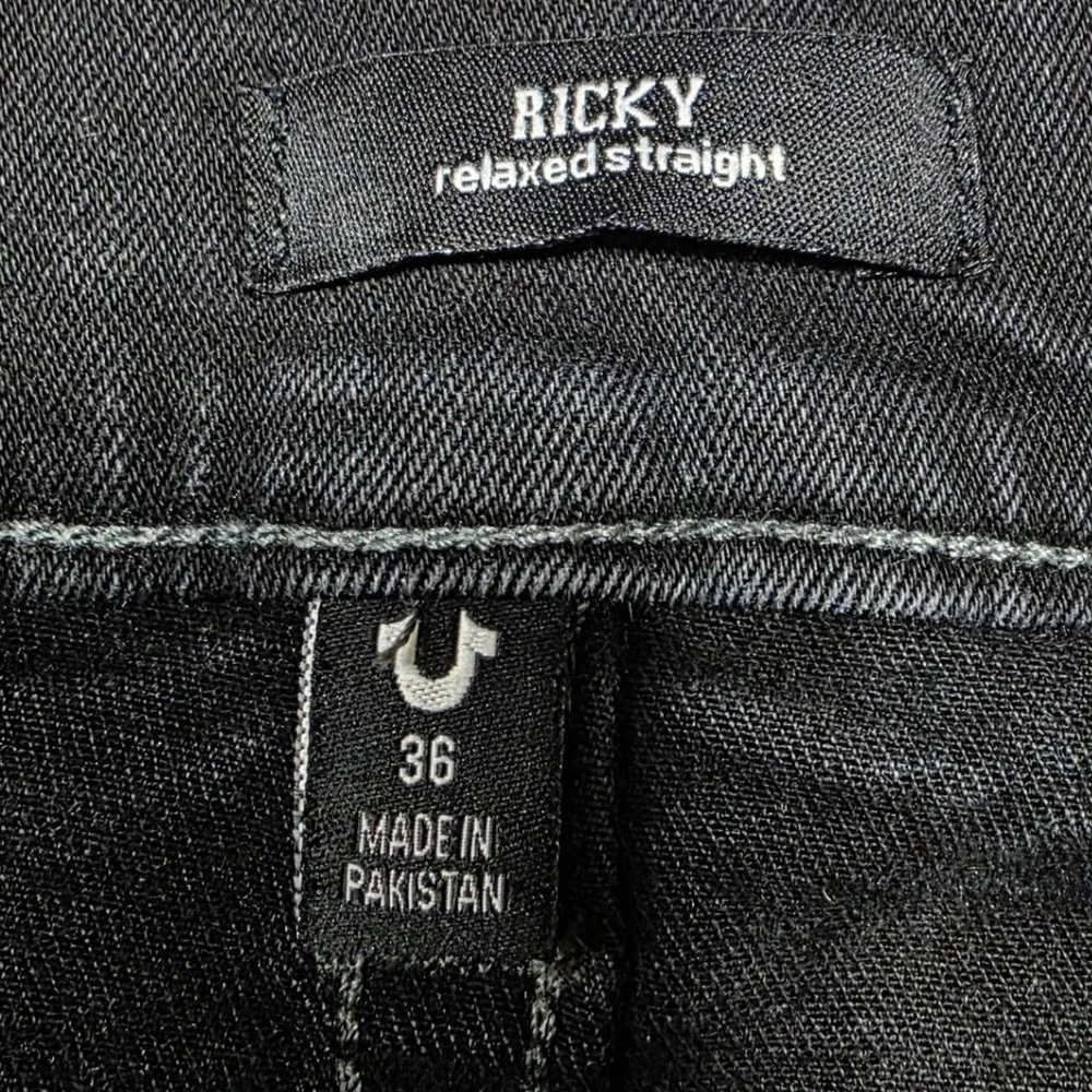True Religion Ricky Jeans Mens 36 Black Relaxed Straight Denim Y2K Streetwear